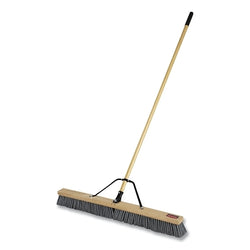 Escoba de empuje, 36 pulgadas de largo, madera, cerdas de 3 pulgadas de largo, polipropileno