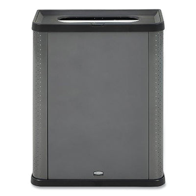 Contenedor decorativo Elevate™, 23 galones, metal, gris oscuro perlado, vertedero