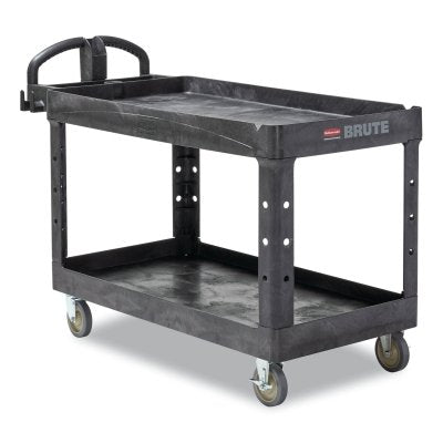 Utility carts with heavy-duty rim shelves, 750 lb, 54 x 25 1/4 x 43 1/8 h, black