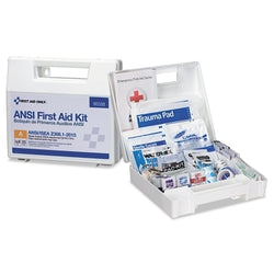 ANSI compliant first aid kit for 25 people, plastic case, white