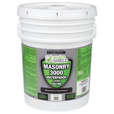 Masonry 3000 Waterproof Latex Coating, White, 5 Gallons, Solvent-like Odor
