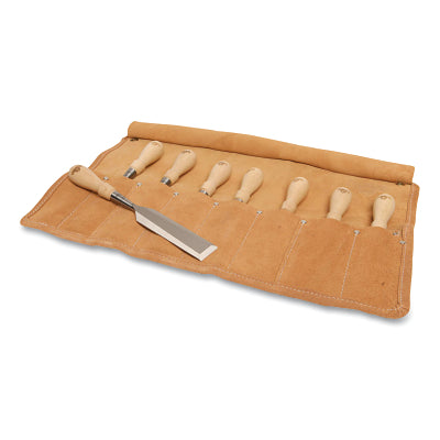 Juego de cinceles de tubo Sweetheart® serie 750 de 8 piezas, de 1/8" a 1-1/4" con funda de cuero