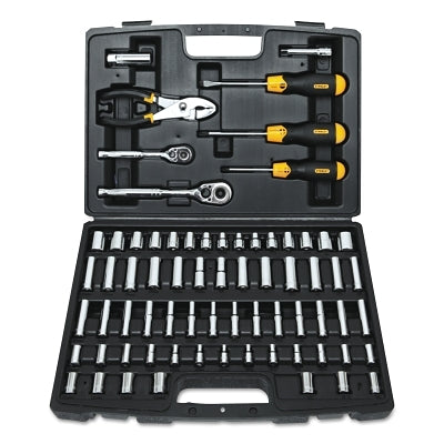 Juego de herramientas profesionales, 69 piezas, con entrada de 3/8" y 1/4", cromado negro