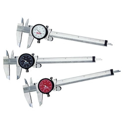Calibrador de cuadrante serie 120, de 0 a 6 pulgadas, punta de acero inoxidable, pantalla roja