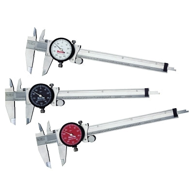 Calibrador de cuadrante serie 120, de 0 a 12 pulgadas, punta de acero inoxidable, pantalla blanca