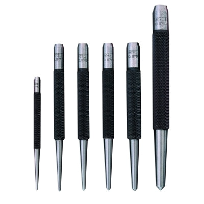 Center punches with round shank, 4 inches, 5/32 inch tip, steel