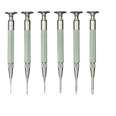 Jewelers' screwdriver set, slotted, 6 pieces