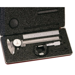 Dial caliper and micrometer set, inches, includes case, T230XRL, 120A-6, C604R-6