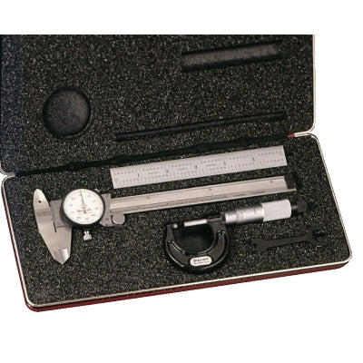 Juego de calibrador de cuadrante y micrómetro, pulgadas, incluye estuche, T230XRL, 120A-6, C604R-6