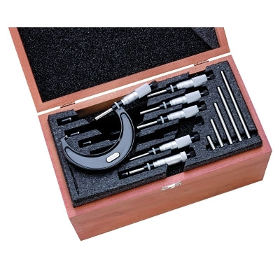 S436.1 Micrometer Set, Model ST436.1BXRLZ, Range 0 to 4 inches, Graduation 0.0001, Includes 3 Standards/Case
