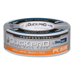 Cinta adhesiva de tela coextruida de grado profesional PC 618S Duck Pro® de Shurtape®, 48 mm de ancho x 55 m de largo x 10 mil de grosor, color plateado