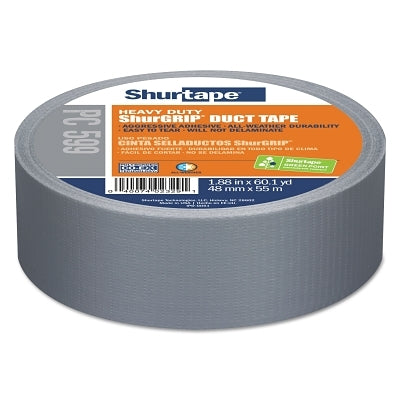 Cintas adhesivas resistentes PC 599 ShurGrip, 72 mm x 55 m x 9 mil, color plata