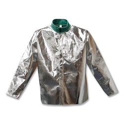 Aluminized fabric coat, large, silver