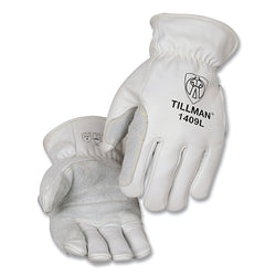 HeatGuard™ Driver Gloves, Oversized, Full Grain/Segment Cowhide Palm, Kevlar Stitching, Gathered Cuff, Pearl Color