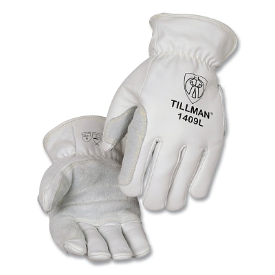 HeatGuard™ Driver Gloves, Oversized, Full Grain/Segment Cowhide Palm, Kevlar Stitching, Gathered Cuff, Pearl Color