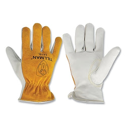 Driving gloves, medium size, premium cotton/pigskin stitching, 100g Thinsulate lining, pearl color
