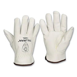 Winter gloves made of leather and fleece, size small, lined with fleece, pearl color