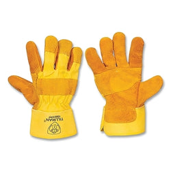Guantes de trabajo 1505XX, económicos, de piel de vacuno serraje/lona, ??azul/rojo/gris, talla grande, 72 pares/unidad
