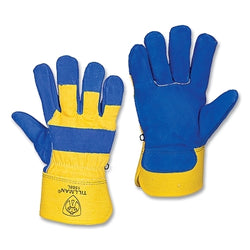 Winter gloves with ColdBlock™ lining, cowhide leather, fleece lining, small size, blue/grey
