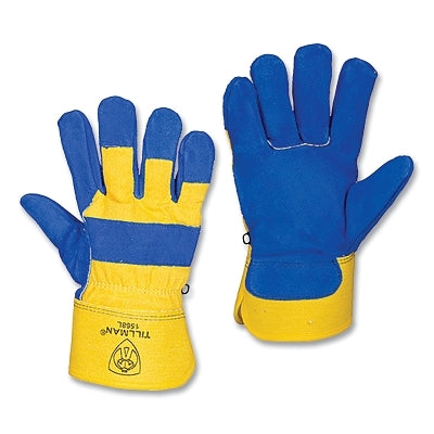 Guantes de invierno con forro ColdBlock™, piel de vacuno, forro polar, talla mediana, azul/gris