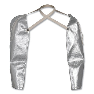 Mangas de Kevlar® de carbono aluminizado DuPont™ con correas, 23 pulgadas de largo, talla única, broches, color plateado