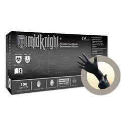 MidKnight® MK-296 Disposable Nitrile Gloves, 4.7 mil palm, 5.5 mil fingers, extra large, black