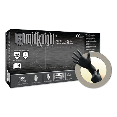 Guantes de nitrilo desechables MidKnight® MK-296, palma de 4,7 milésimas, dedos de 5,5 milésimas, talla extragrande, negros