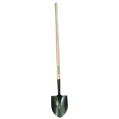 Round-tipped shovel, 9.25" long x 7.375" wide blade, 48" straight hardwood handle