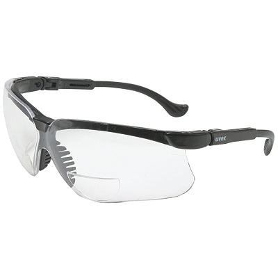 Genesis Readers glasses, clear polycarbonate lenses with rigid coating, +2.0 diopters, black frame