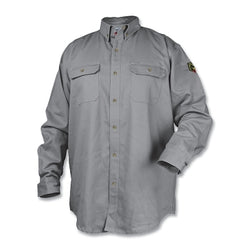 Camisa de trabajo de algodón ignífuga WF2110, 7 oz, gris, talla extragrande