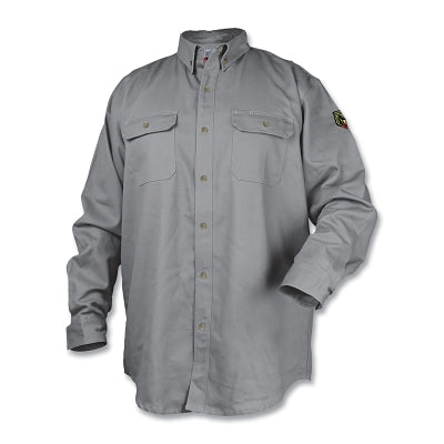 Camisa de trabajo de algodón ignífuga WF2110, 7 oz, gris, talla extragrande