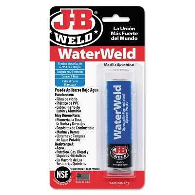 WaterWeld™ Compound, 7 in L, 4 oz, putty stick, cardboard-free