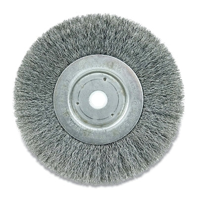 Rueda de alambre ondulado de cara estrecha, 12" D, acero .014, mandril de 1 1/4"
