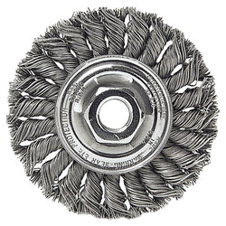 Rueda de alambre con nudo torcido estándar, 4 pulg. de diámetro, 0,014 pulg. de acero inoxidable, tuerca M14 x 2,0