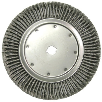 High-density twisted knot wire wheel, 14 in. diameter, 0.016 in. steel, 2 in. axle hole.
