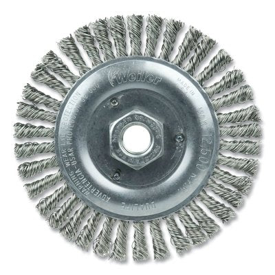 Roughneck Jr. Root Pass Weld Cleaning Brush, 5" Diameter, 3/16" Wide Face, Stainless Steel, 12500 RPM