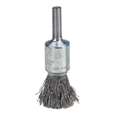 Cepillos de alambre ondulado de punta sólida, acero inoxidable, 22.000 rpm, 1" x 0,014"
