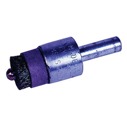 Cepillo de unión piloto montado en vástago, acero inoxidable, 1/2 pulg. x 0,004 pulg., 20 000 rpm, piloto de 3/32 pulg. de diámetro