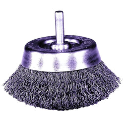 Cepillo de copa de alambre ondulado con vástago, 3/4 pulg. de diámetro, 0,006 pulg., acero inoxidable