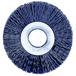 Cepillo de rueda de nailon, 3 pulgadas de diámetro, 0,010 de diámetro de cerdas, eje de 1/2 pulgada, 20000 rpm