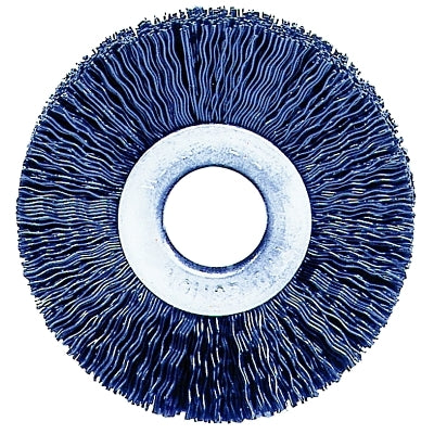 Cepillo de rueda de nailon, 6 pulgadas de diámetro, cerdas de 0,018, eje de 2 pulgadas, 6000 rpm
