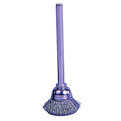 Cepillo de copa en miniatura con vástago de 9/16 pulg. de diámetro y alambre de pelo rígido