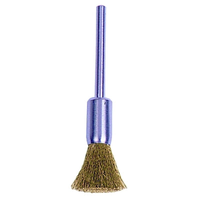 Miniature steel wire brush, brush diameter: 5/16 in., bristle diameter: 0.005 in., shank: 1-1/4 in., speed: 25,000 rpm