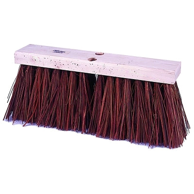 Escobas de calle, bloque de madera dura de 18 pulgadas, borde de 5 1/4 pulgadas, relleno de polipropileno marrón