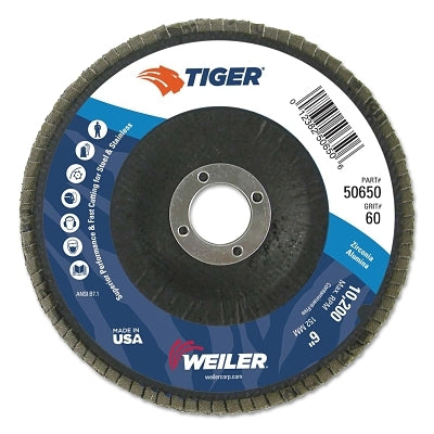 Tiger Disc Flap Abrasive Discs, 6 inch, 80 grit, 7/8 arbor, 10,200 rpm