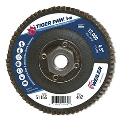 Tiger Paw™ High Density Flap Disc, 7" Diameter, Grit 40, 7/8" Arbor, 8600 RPM, Type 27 Flat