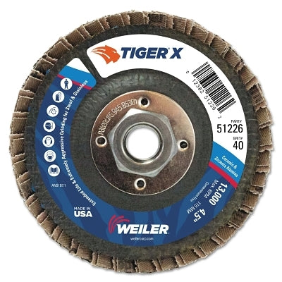 Disco de láminas Tiger® X, plano de 7 pulgadas, grano 80, eje de 7/8 pulgadas