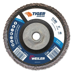 Tiger angle flap disc, 5 inch diameter, 60 grit, 5/8 in.-11 arbor, 12,000 rpm