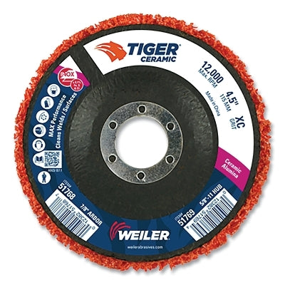 Tiger® Sanding Disc, 3" Diameter, Type R, Extra Coarse, 12,000 RPM, Ceramic, Orange