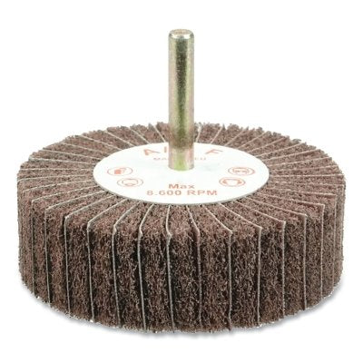Interleaved flap wheel with stem, 3 inch diameter, 320 grit, 8600 RPM